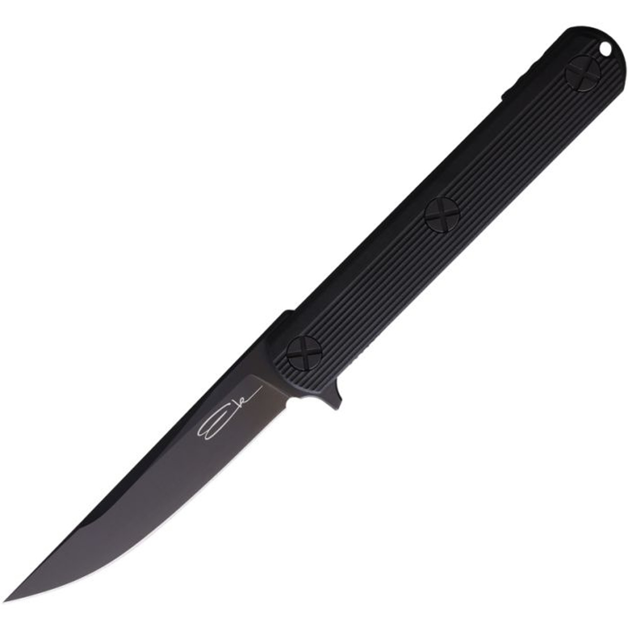 Ka-Bar EK Folder (EK201) 4" CPM-S35VN Black Drop Point Plain Blade, Black Glass Filled Nylon Handle