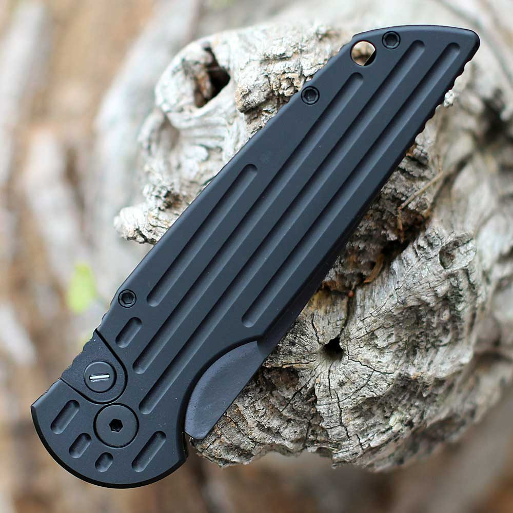 Pro-Tech Tactical Response 3 Swat Operator Edition (TR3-SWAT-OPERATOR) 3.5" 154CM Black Drop Point Plain Blade, Black Grooved Aluminum Handle