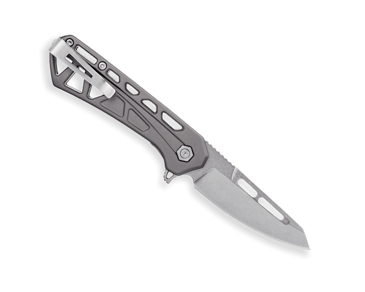 Buck Knives Trace Ops (BU811GYS) 3.23" 7Cr17MoV Stonewashed Reverse Tanto Plain Blade, Gray Aluminum Handle