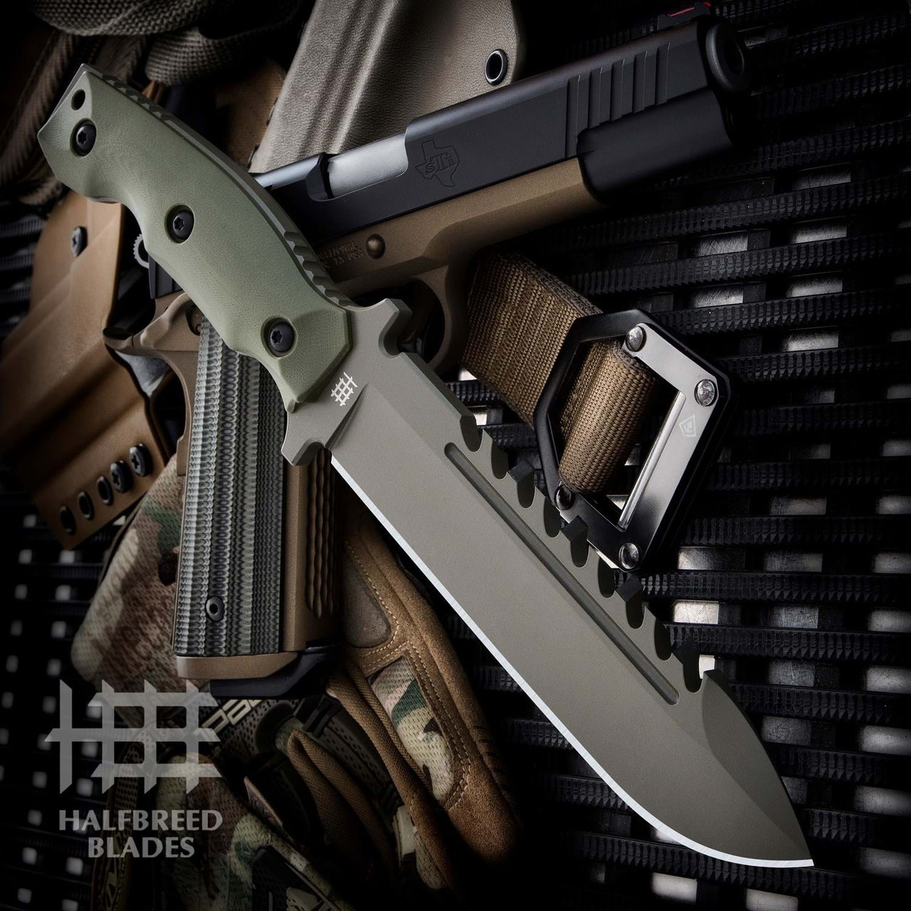 Halfbreed Blades Large Survival | LSK-01 Olive Drab| Knifeworks