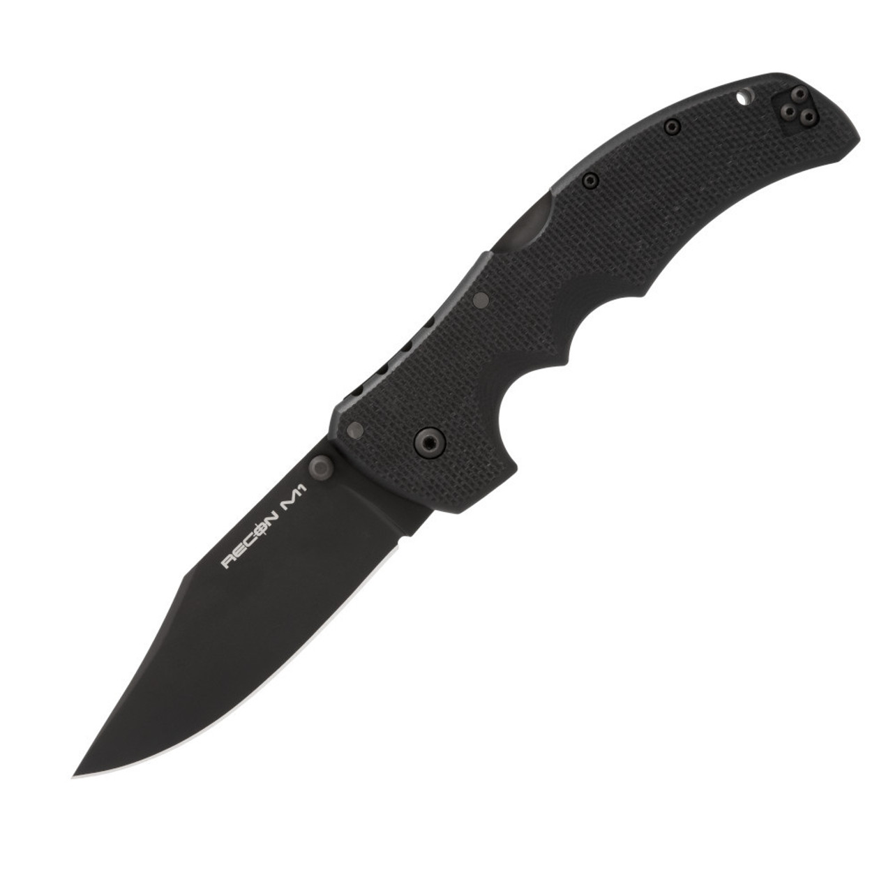 Cold Steel Recon 1 (CS27TMC) 4" CPM-MagnaCut Blackwashed Clip Point Plain Blade, Black G-10 Handle