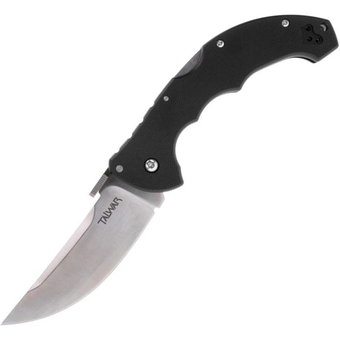 Cold Steel Talwar CS21TTL 4 inch CPM-S35VN satin drop point folding knife open full product view black G-10