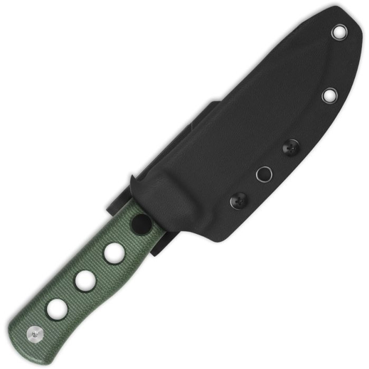 QSP Knife Canary (QS155C1) 4.25" Cr8Mo2VSi Stonewashed Drop Point Plain Blade, Green Micarta Handle, Black Kydex Belt Sheath
