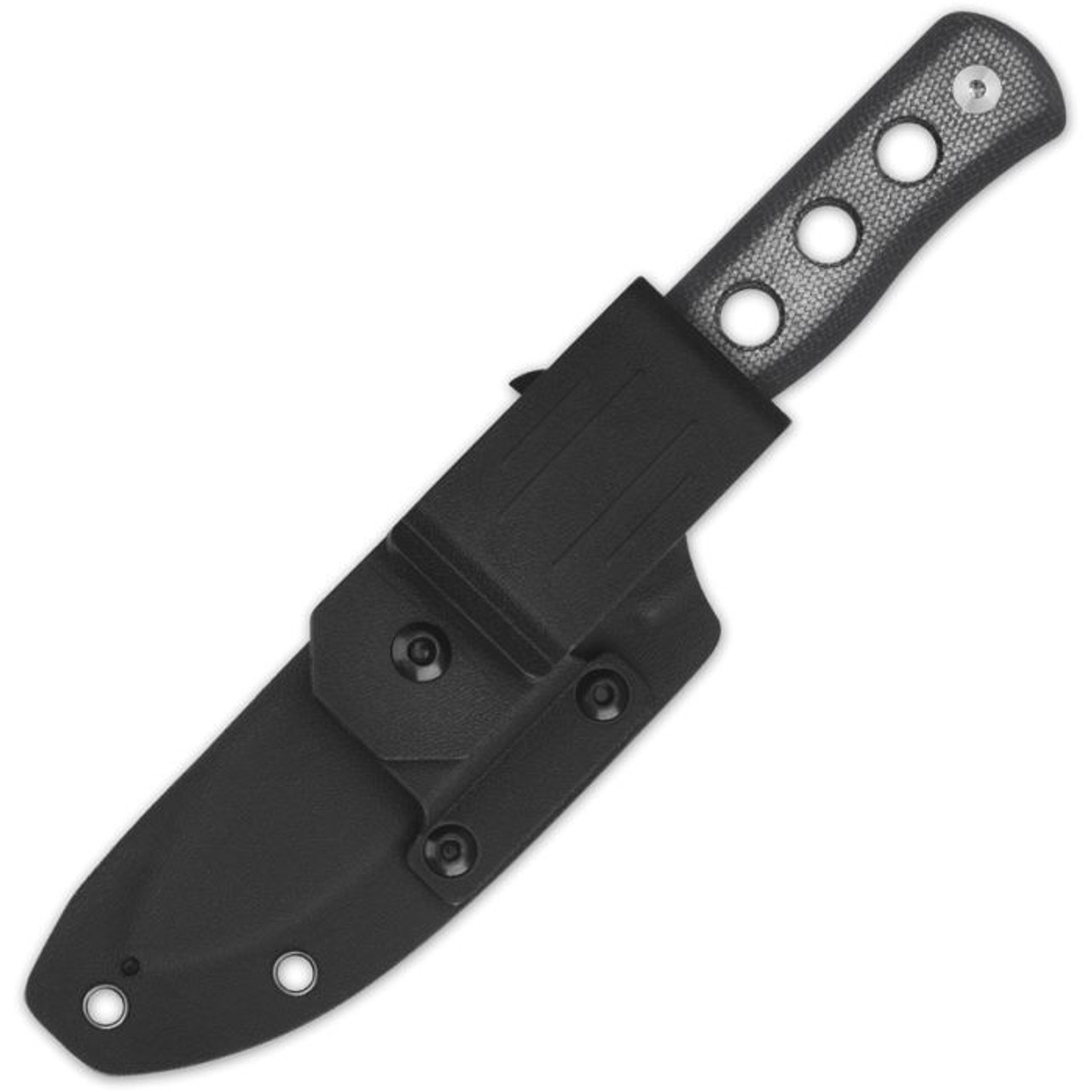 QSP Knife Canary (QS155B1) 4.25" Cr8Mo2VSi Stonewashed Drop Point Plain Blade, Black Micarta Handle, Black Kydex Belt Sheath