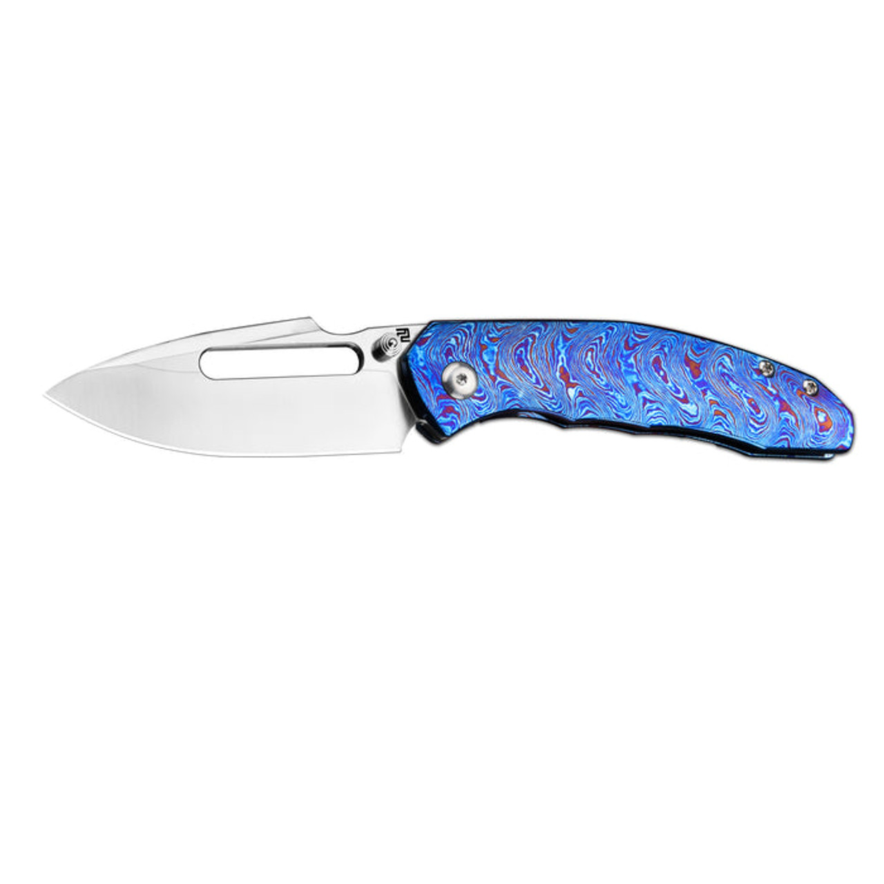Artisan Cutlery Boa (ATZ1862GTDB) 3.12" CPM-S90V Mirror Polished Drop Point Plain Blade, Blue Timascus Handle