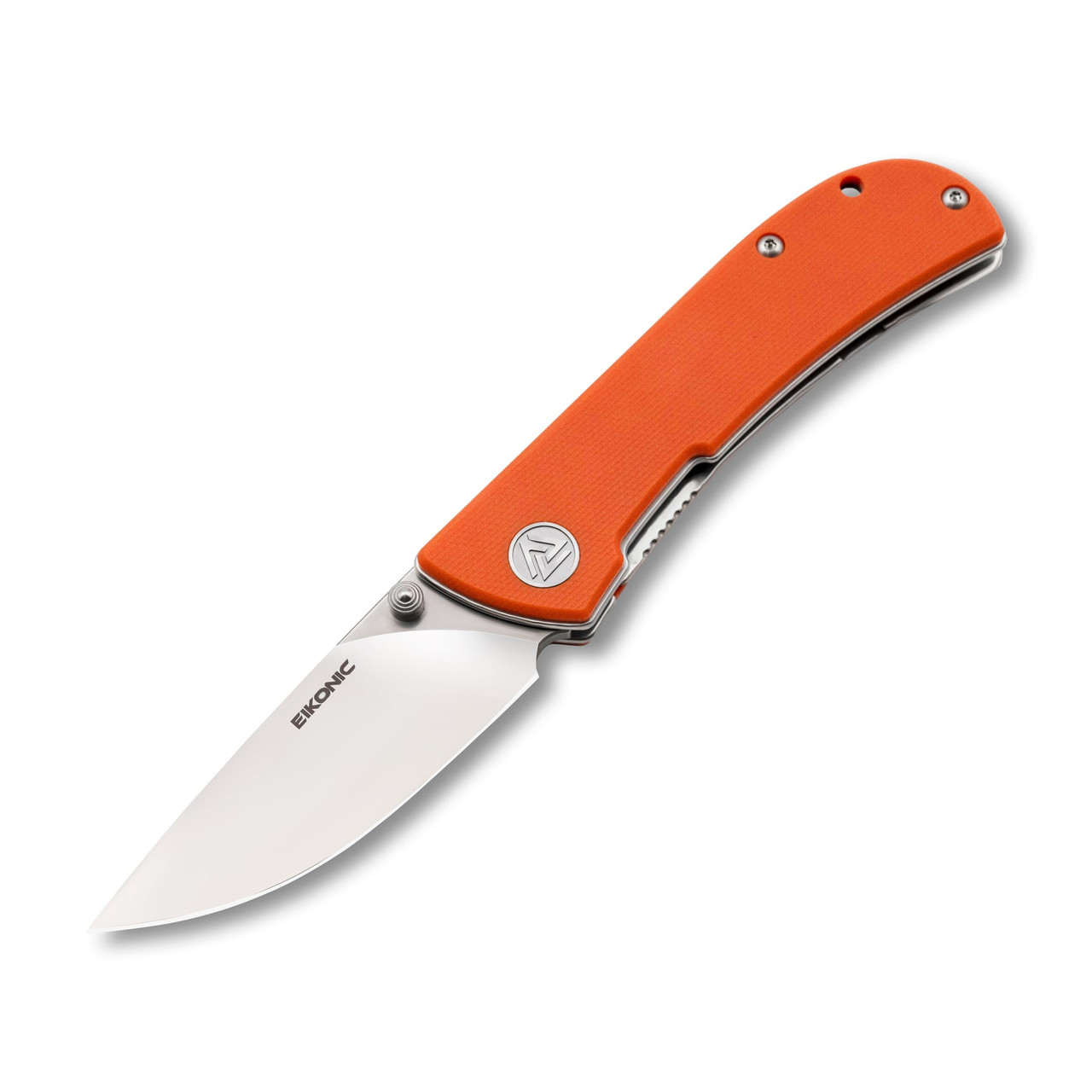 EIKONIC Knife Co Fairwind (220SOR) 2.72" D2  Satin Plain Drop Point Blade, Orange G-10 Handle