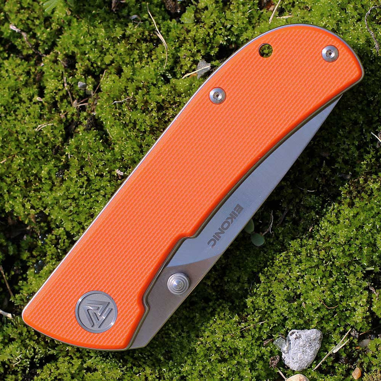 EIKONIC Knife Co Fairwind (220SOR) 2.72" D2  Satin Plain Drop Point Blade, Orange G-10 Handle