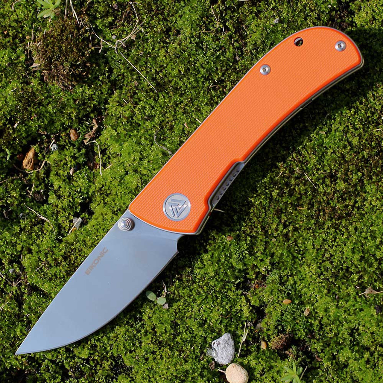 EIKONIC Knife Co Fairwind (220SOR) 2.72" D2  Satin Plain Drop Point Blade, Orange G-10 Handle
