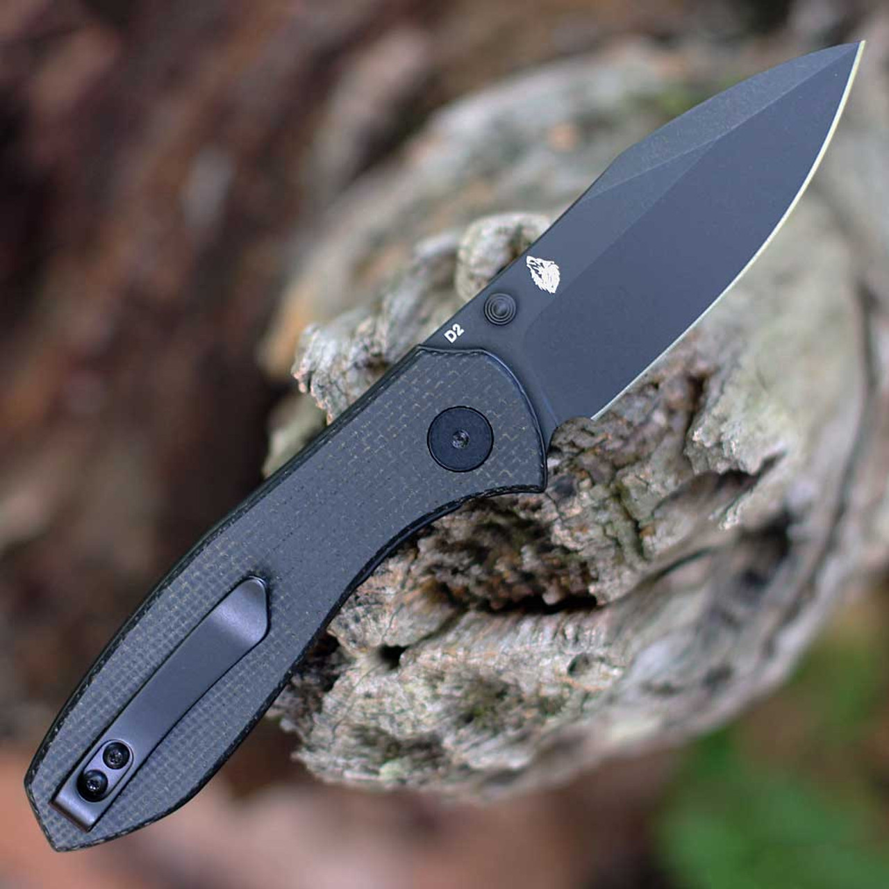 EIKONIC Knife Co Kasador (331BB) 2.74" D2 Black Plain Drop Point Blade, Black G-10 Handle