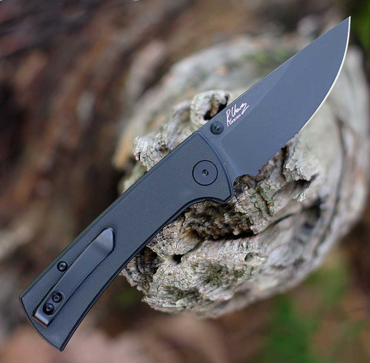 EIKONIC Knife Co RCK9 (100BBS) 3.0" D2 Black Partially Serrated Drop Point Blade, Black G-10 Handle