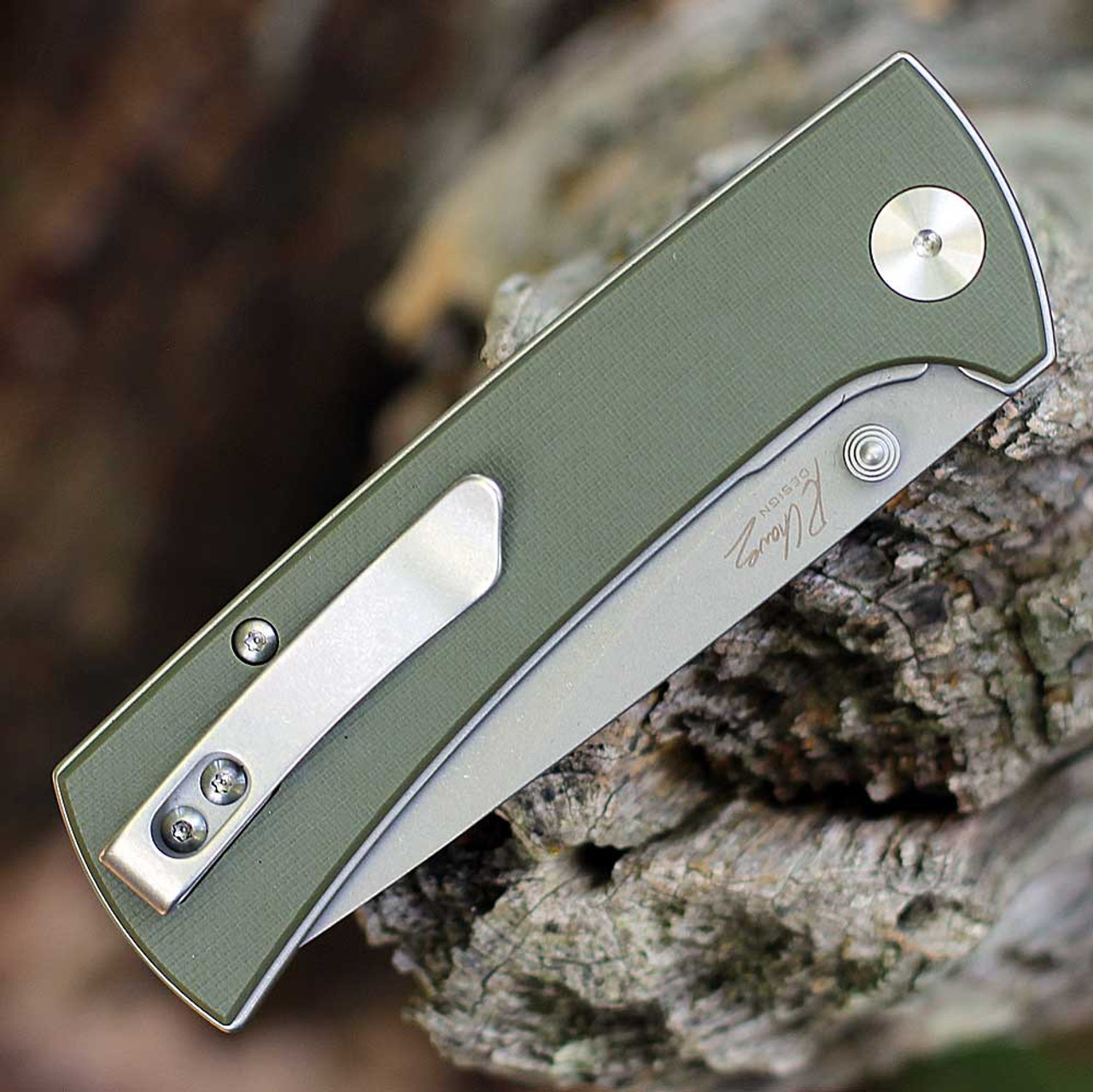 EIKONIC Knife Co RCK9 (100SGN) 3.0" D2 PVD Plain Drop Point Blade, Green G-10 Handle