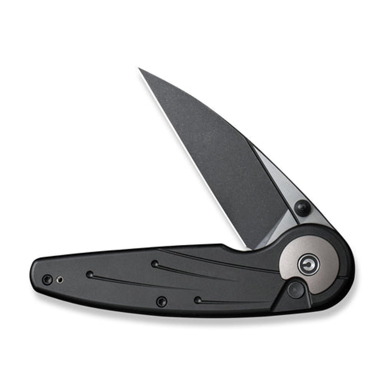 CIVIVI Knives Starflare (CIVC230521) 3.3" Nitro-V Blackwashed and Satin Wharncliffe Plain Blade, Black Aluminum Handle