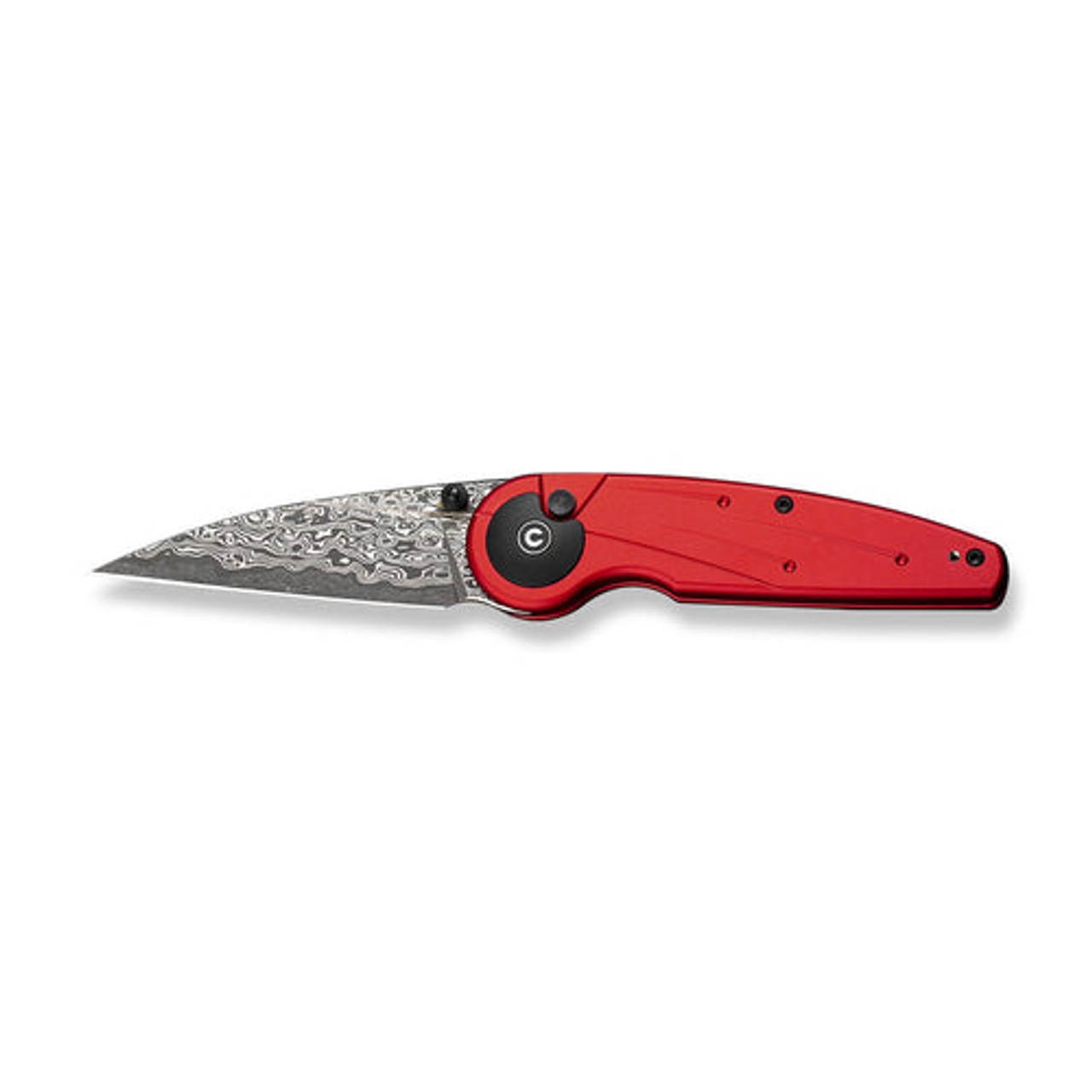 CIVIVI Knives Starflare (CIVC23052DS1) 3.3" Damascus Wharncliffe Plain Blade, Red Aluminum Handle