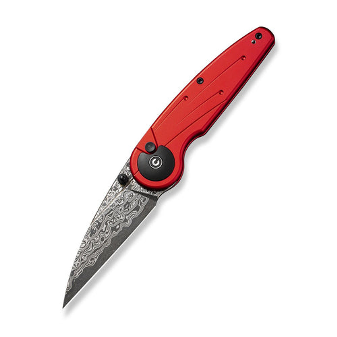 CIVIVI Knives Starflare (CIVC23052DS1) 3.3" Damascus Wharncliffe Plain Blade, Red Aluminum Handle