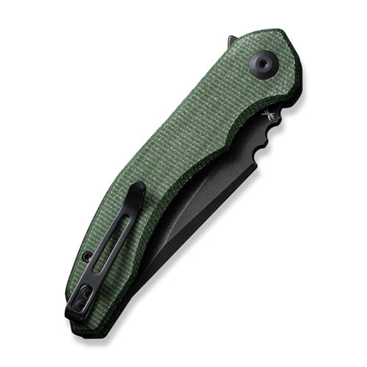 CIVIVI Knives Bluetick (CIVC230503) 3.47" 14C28N Blackwashed Drop Point Plain Blade, Green Canvas Micarta Handle