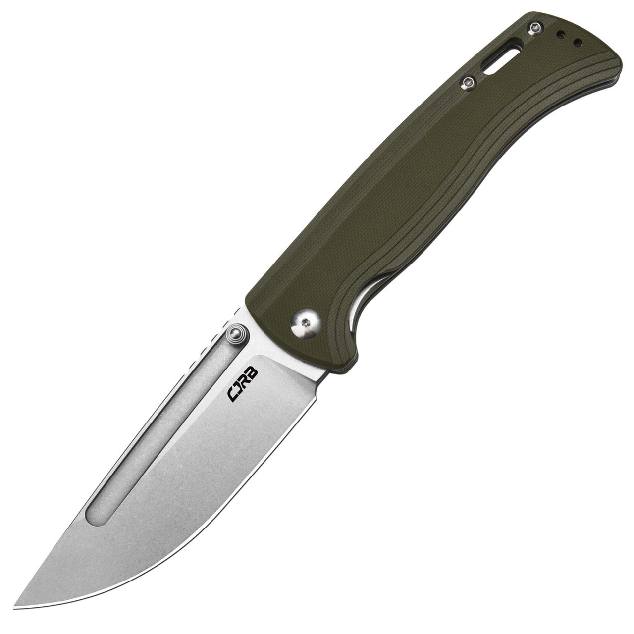 CJRB Resource (J1932GN) 4.18" AR-RPM9 Stonewashed Drop Point Plain Blade, Green G-10 Handle