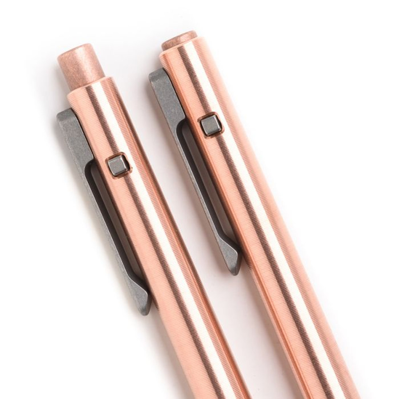 Tactile Turn Standard Side Click Pen (TTRSC1C) Satin Copper Body, Stonewashed Titanium Click Button and Pocket Clip