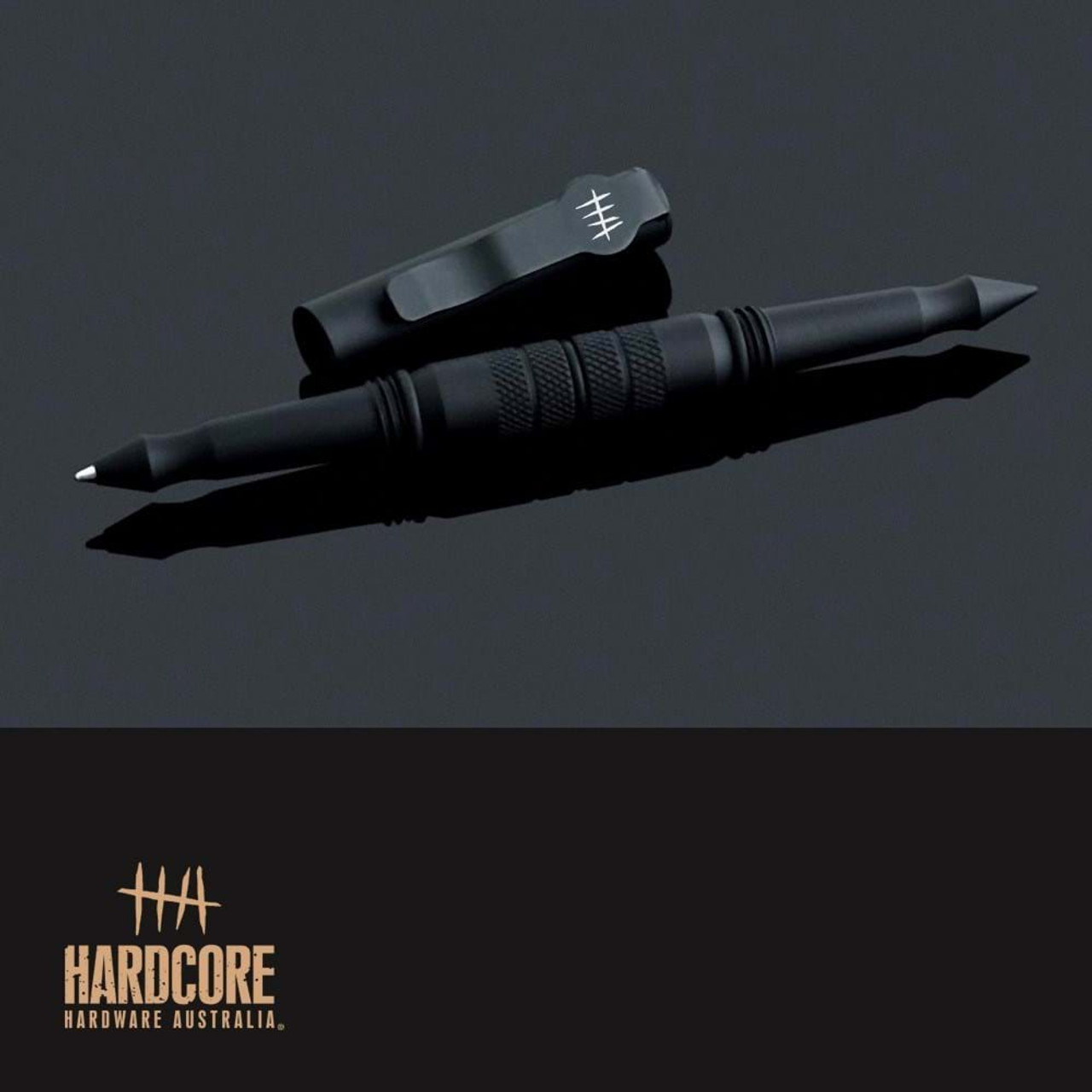Hardcore Hardware Australia Tactical Pen (TWI01) 5.74" Black Non-Reflective Coated Aluminum Body and Cap