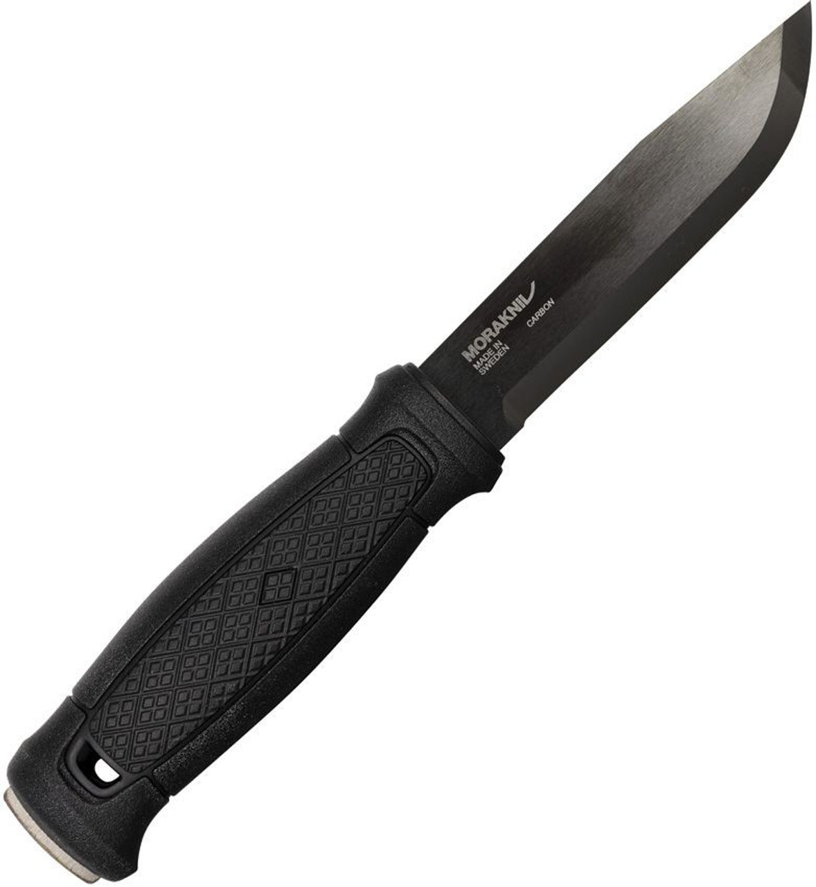 Morakniv Garberg w Survival Kit (02572) 4.25" High Carbon Steel Black Drop Point Plain Blade, Black Polymer with Rubber Insert Handle, Black Polymer Sheath, Detachable Survival Kit with Fire Starter, Diamond Sharpener, and Reflective Paracord, Detachable Leather Belt Loop