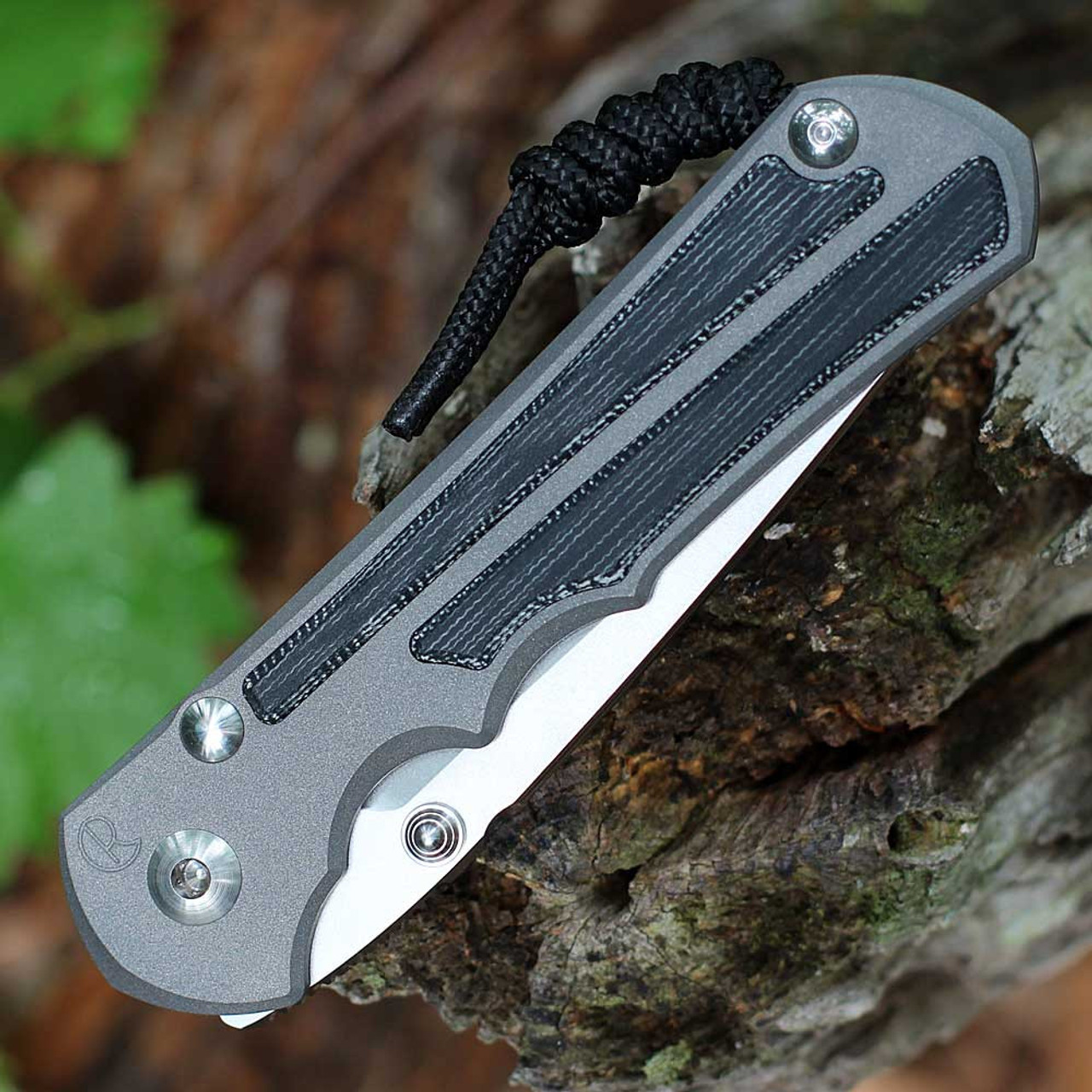 Chris Reeve Knives Large Inkosi Tanto, 3.60" CPM-MagnaCut Stonewashed Plain Edge, Sandblasted Titanium w/Black Canvas Micarta Inlay Handle (LIN-1044)