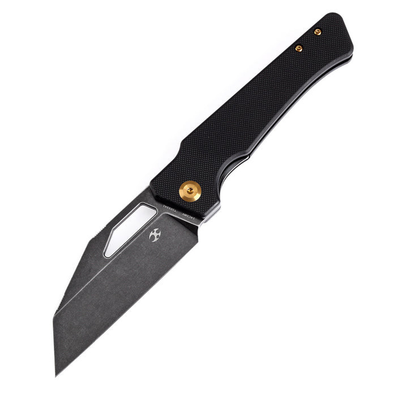 Kansept Knives Egress (KT1033A1) 3.47" 14C28N Stonewashed Reverse Tanto Plain Blade, Black G-10 Handle