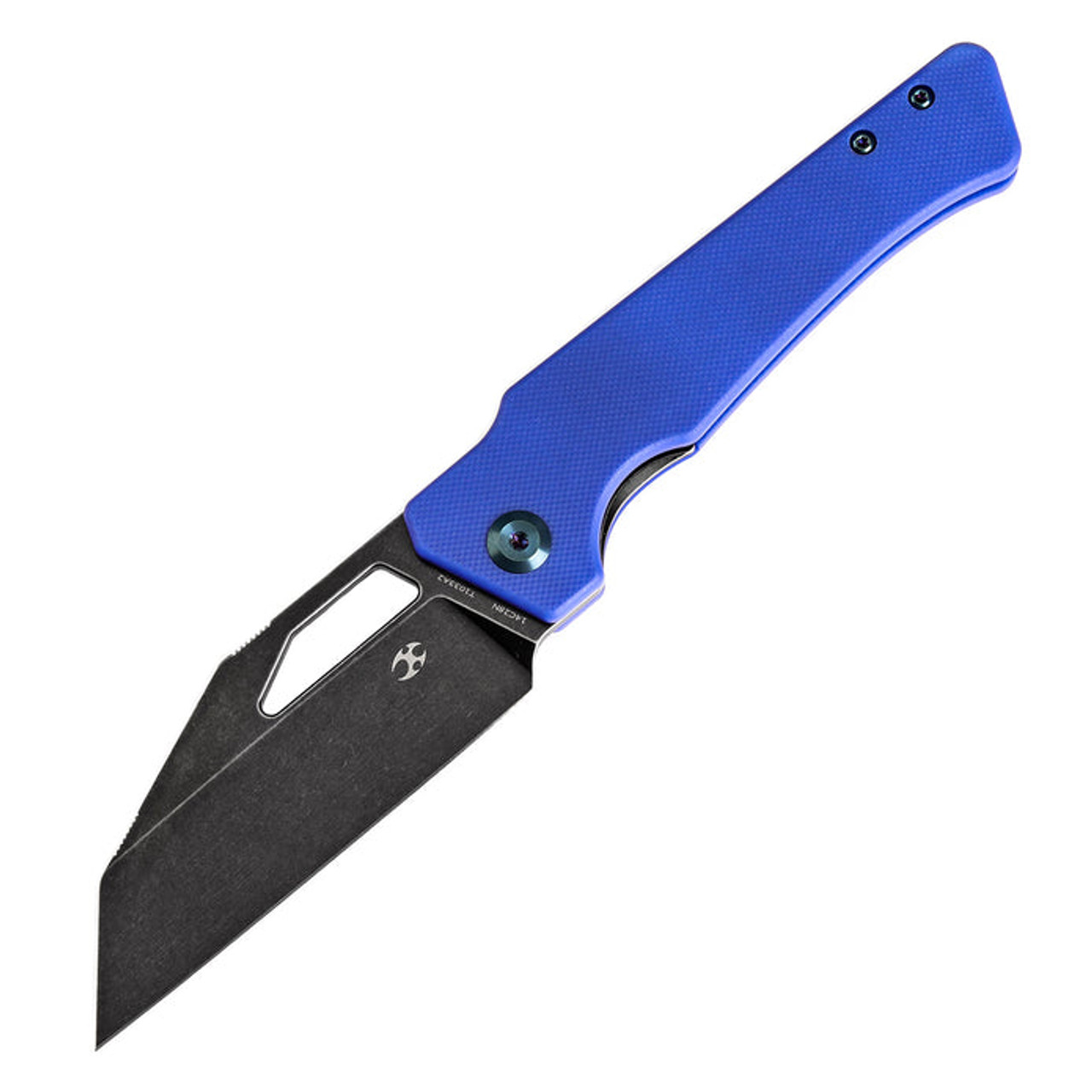 Kansept Knives Egress (KT1033A2) 3.47" 14C28N Black Stonewashed Reverse Tanto Plain Blade, Blue G-10 Handle