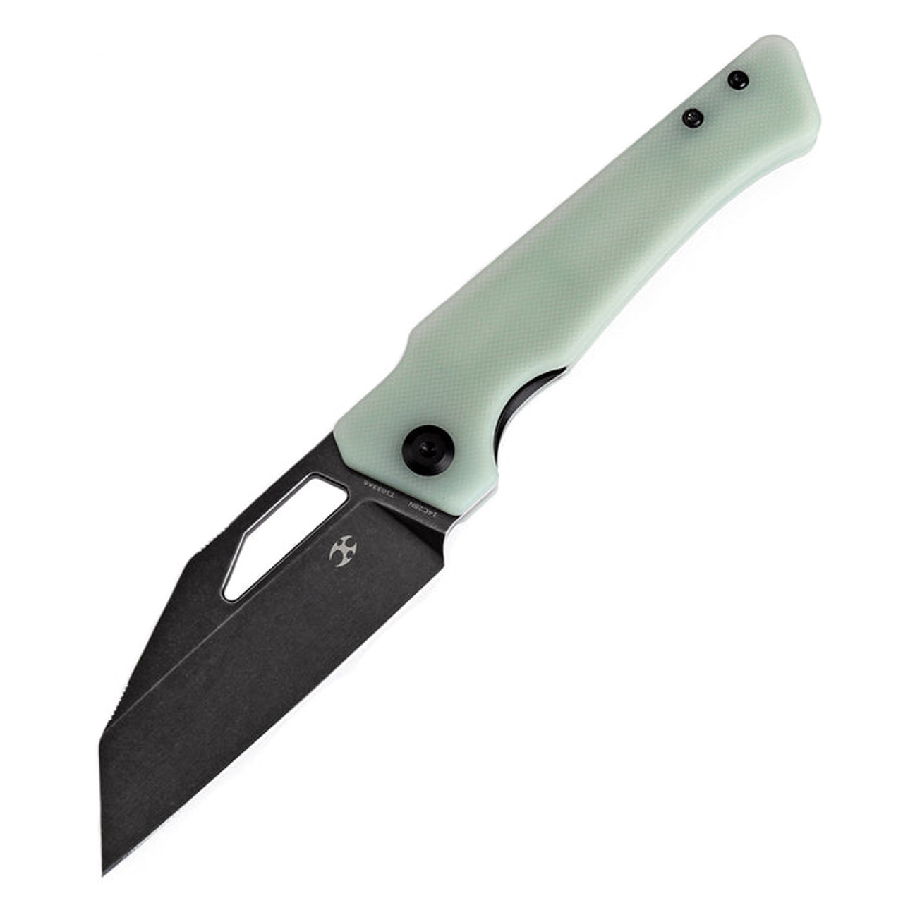 Kansept Knives Egress (KT1033A6) 3.47" 14C28N Black Stonewashed Reverse Tanto Plain Blade, Jade G-10 Handle