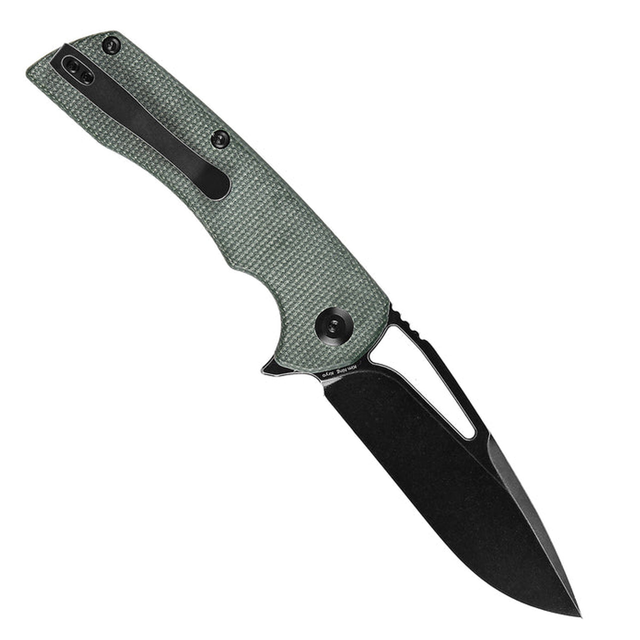 Kansept Knives Kryo (KT1001M2) 3.58" 12C28N Stonewashed Drop Point Plain Blade, Green Micarta Handle