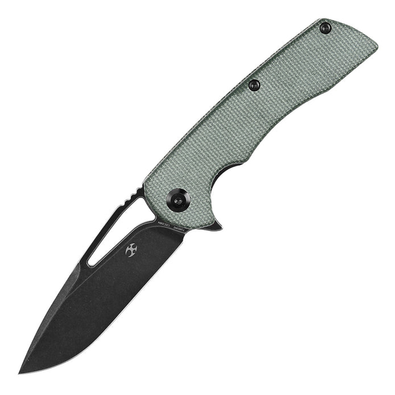 Kansept Knives Kryo (KT1001M2) 3.58" 12C28N Stonewashed Drop Point Plain Blade, Green Micarta Handle