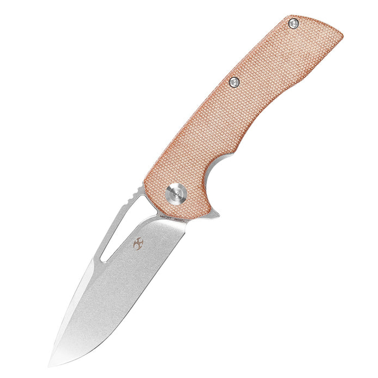 Kansept Knives Kryo (KT1001M4) 3.58" 12C28N Stonewashed Drop Point Plain Blade, Brown Micarta Handle