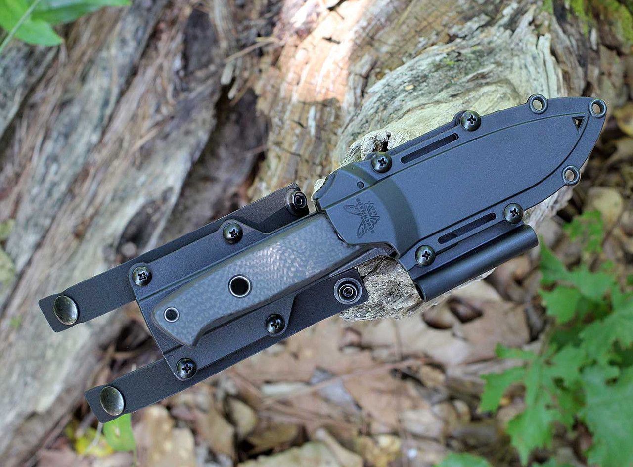 CPM-CruWear tool steel full tang fixed blade with Black Modular Molded Sheath