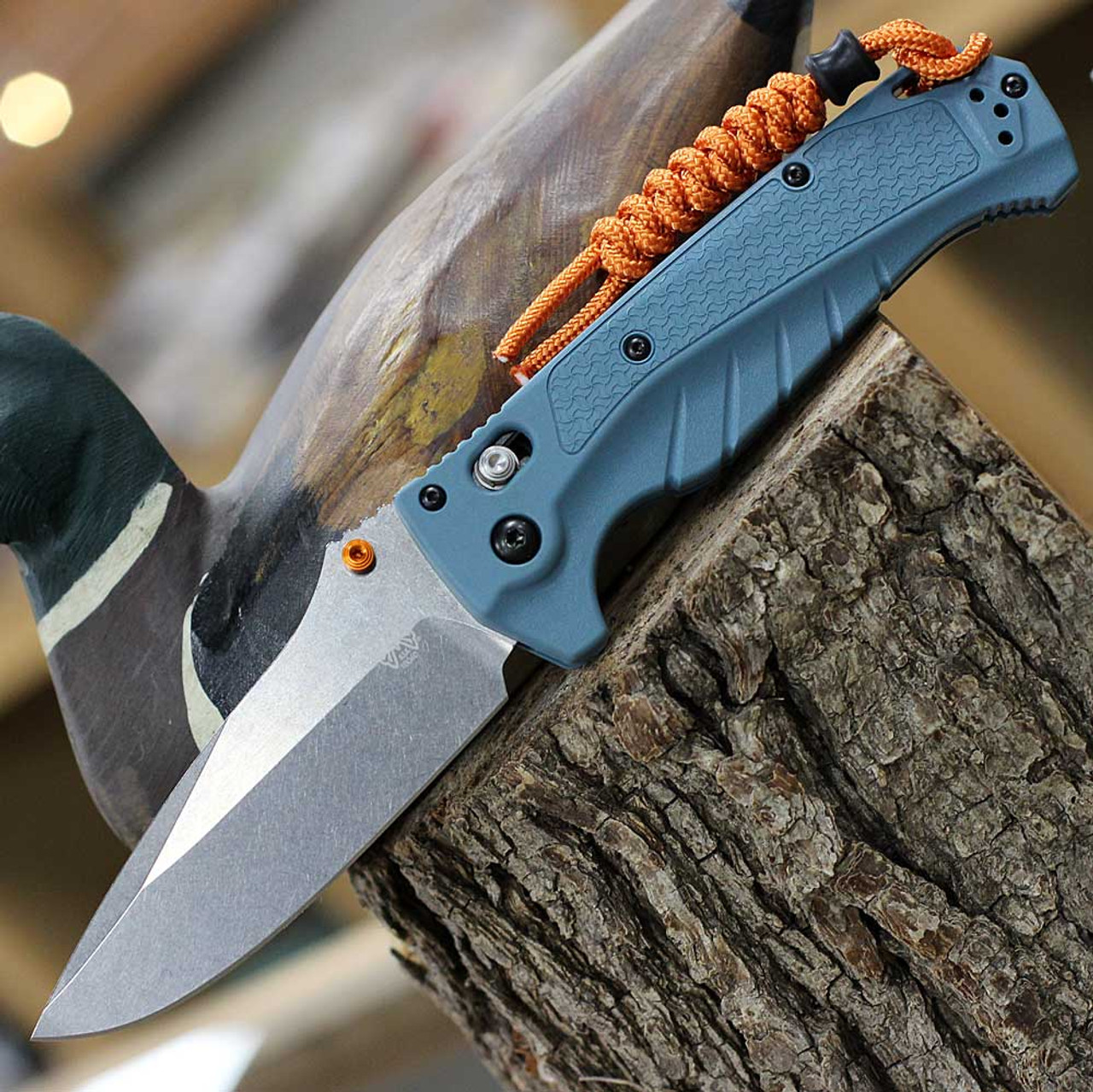 Benchmade Adira (BM18060) 3.88" CPM-MagnaCut Stonewashed Drop Point Plain Blade, Depth Blue Grivory Handle