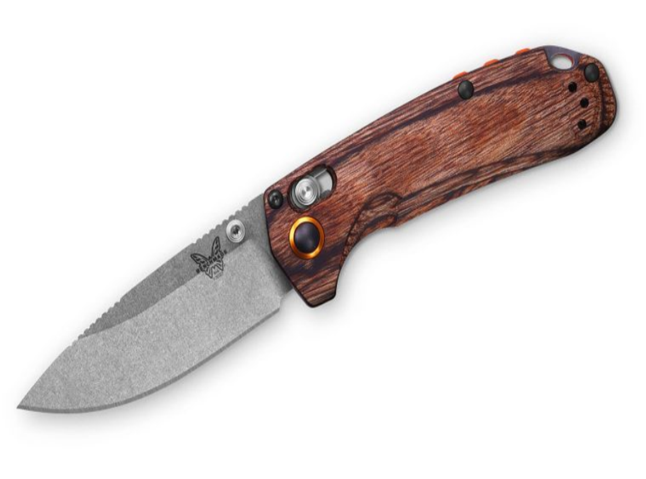 Benchmade North Fork (BM15032) 2.97" CPM-S30V Satin Drop Point Plain Blade, Stabilized Wood Handle