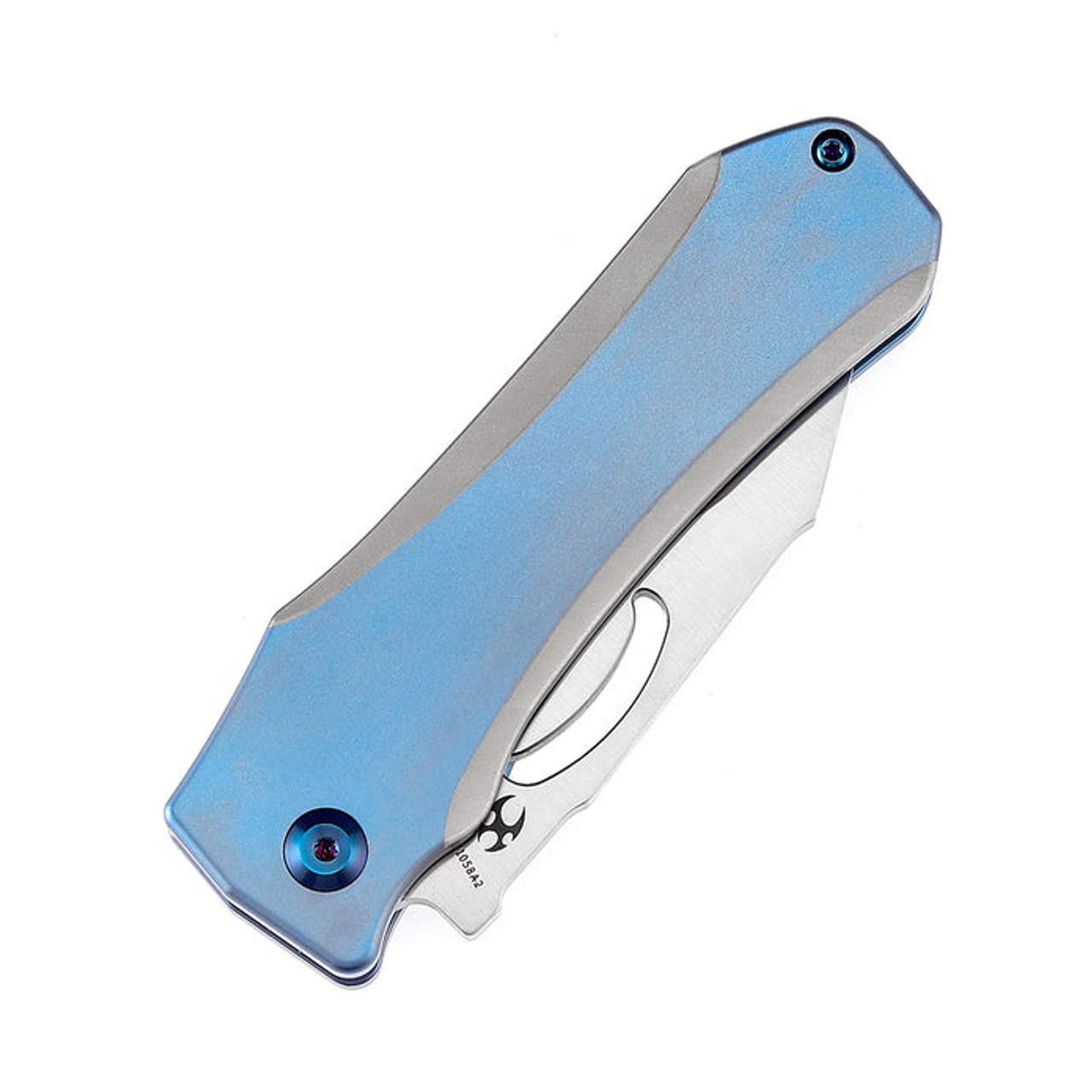 Kansept Knives Loki (K1058A2) 2.99" CPM-S35VN Satin Drop Point Plain Blade, Blue Titanium Handle