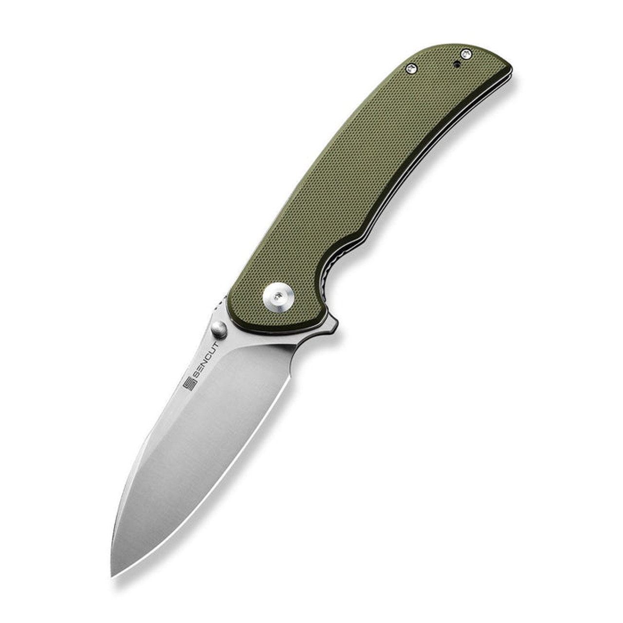 Sencut Borzam (S230771) 3.46" 9Cr18MoV Satin Drop Point Plain Blade, OD Green G-10 Handle