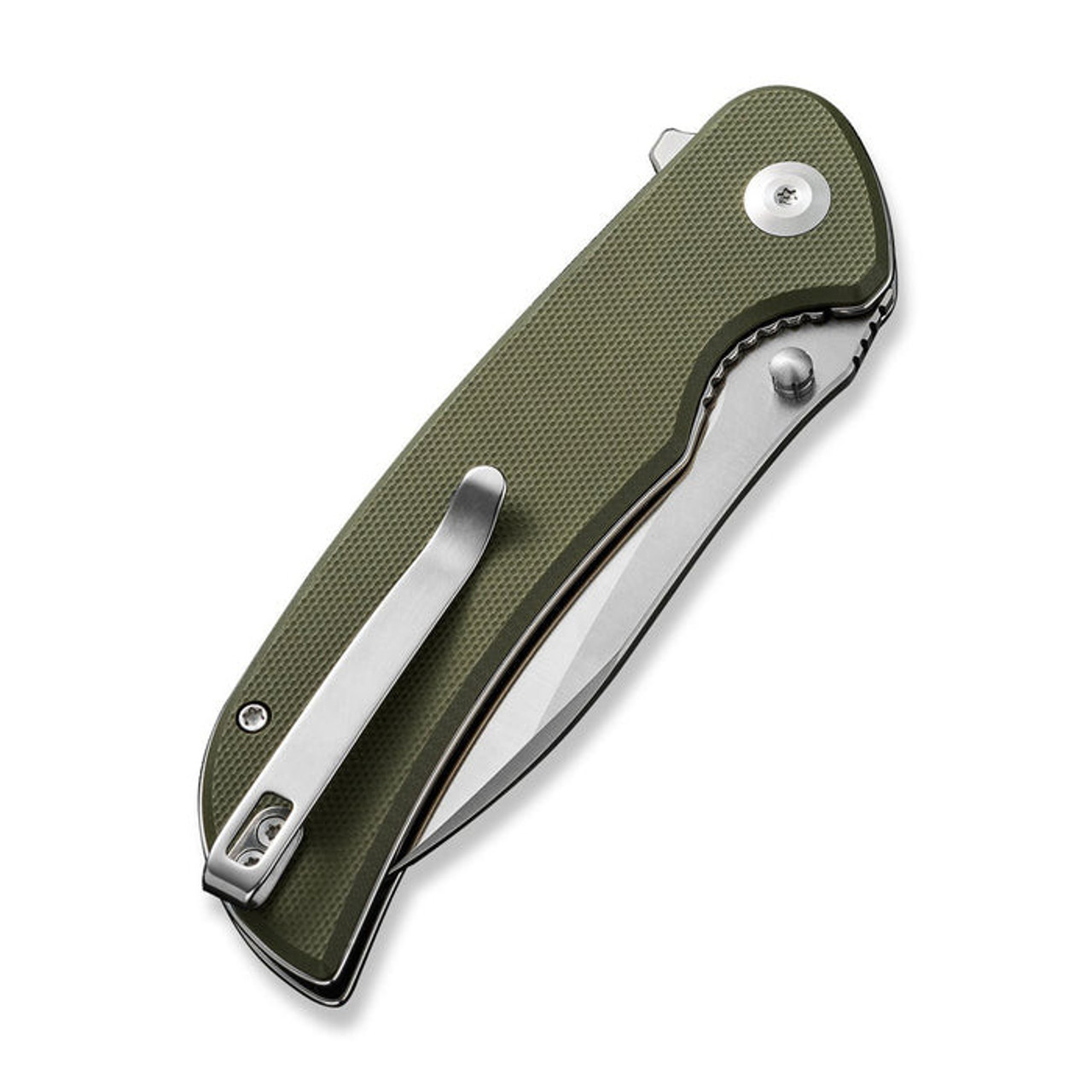 Sencut Borzam (S230771) 3.46" 9Cr18MoV Satin Drop Point Plain Blade, OD Green G-10 Handle