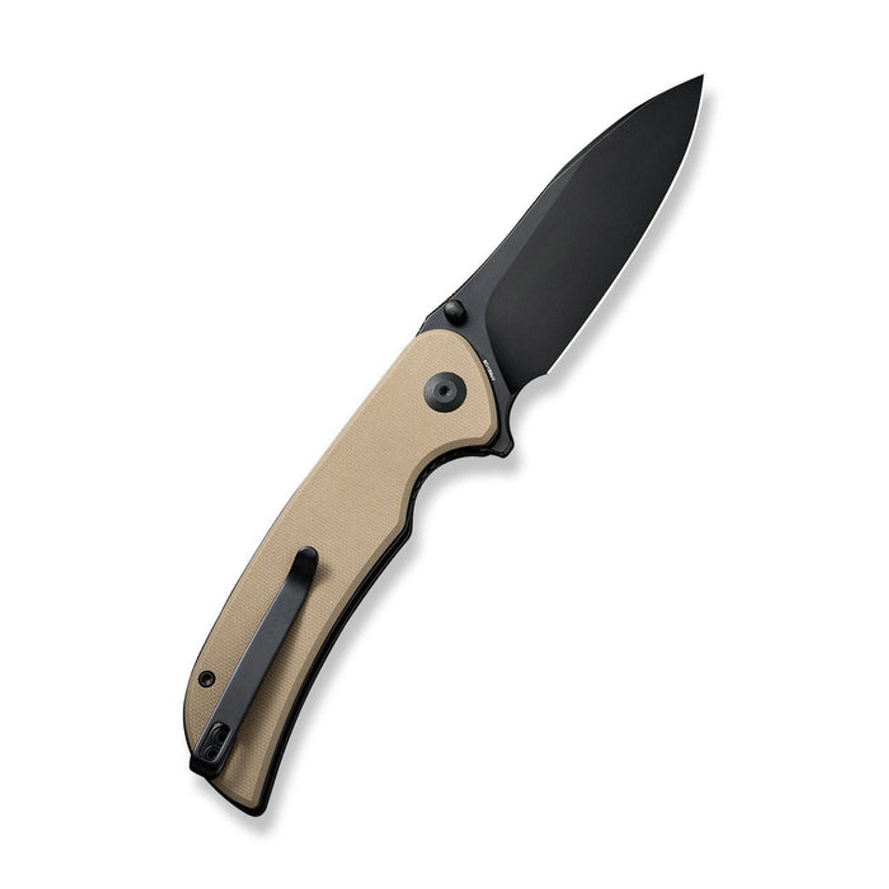 Sencut Borzam (S230772) 3.46" 9Cr18MoV Black Drop Point Plain Blade, Tan G-10 Handle