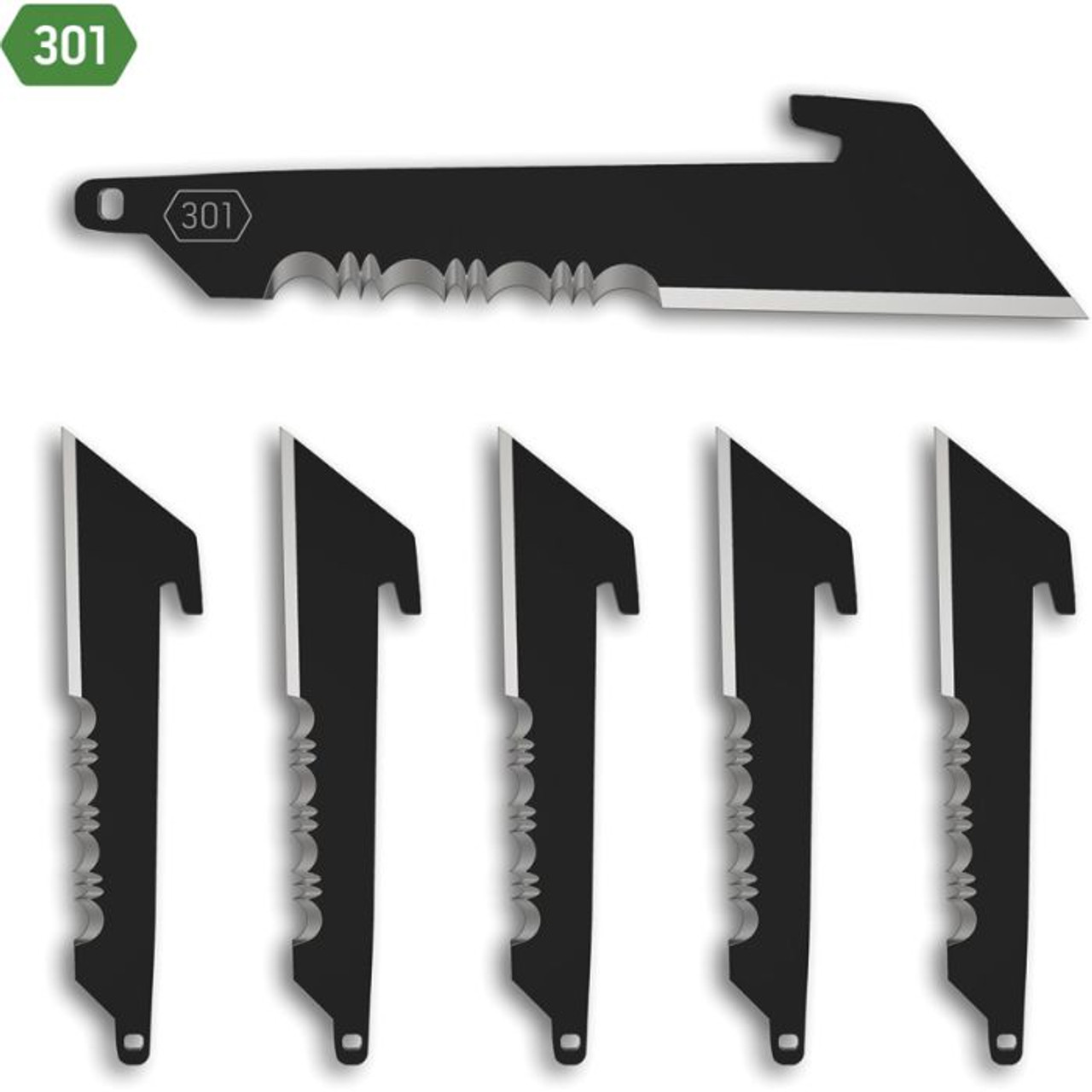 Outdoor Edge Replacement Blades (6 PK) 3.0" 420J2 Blk Japanese Stainless Steel Partially Serrated Replacement Blades -301