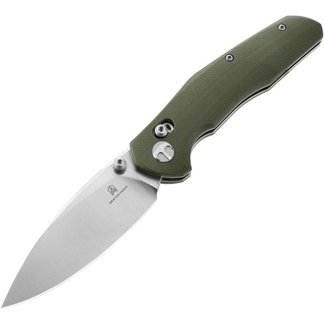 Bestechman Ronan (BTKMK02B) 3.26" Sandvik 14C28N Satin Drop Point Plain Blade, OD Green G-10 Handle