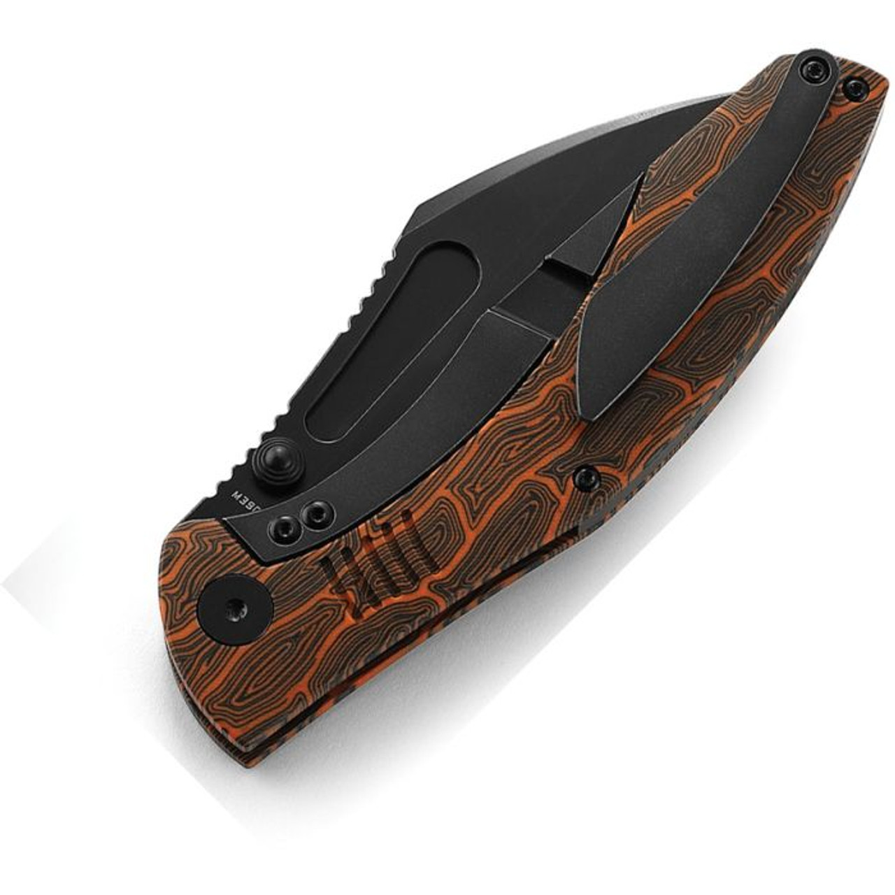 Bestech Knives Lockness (BTKT2205C) 3.91" M390 Black Stonewash Drop Point Plain Blade, Black + Orange G10 + Titanium Handle
