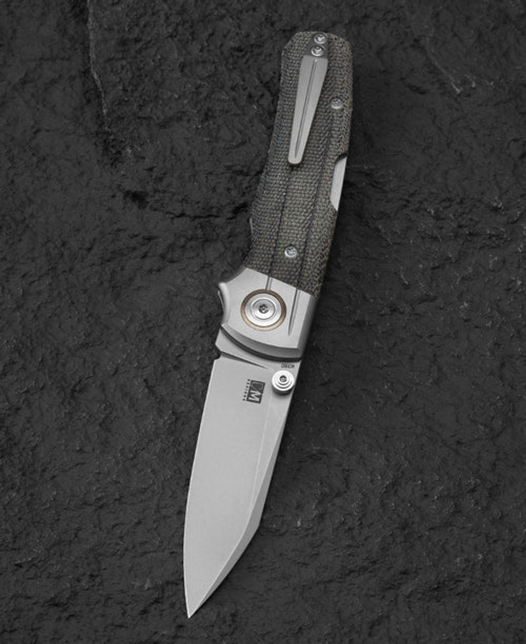 Bestech Knives Tonic (BTKT2204A) 2.89" M390 Bead Blast/Stonewashed Sheepsfoot Plain Blade, Grey Titanium/Micarta Handle