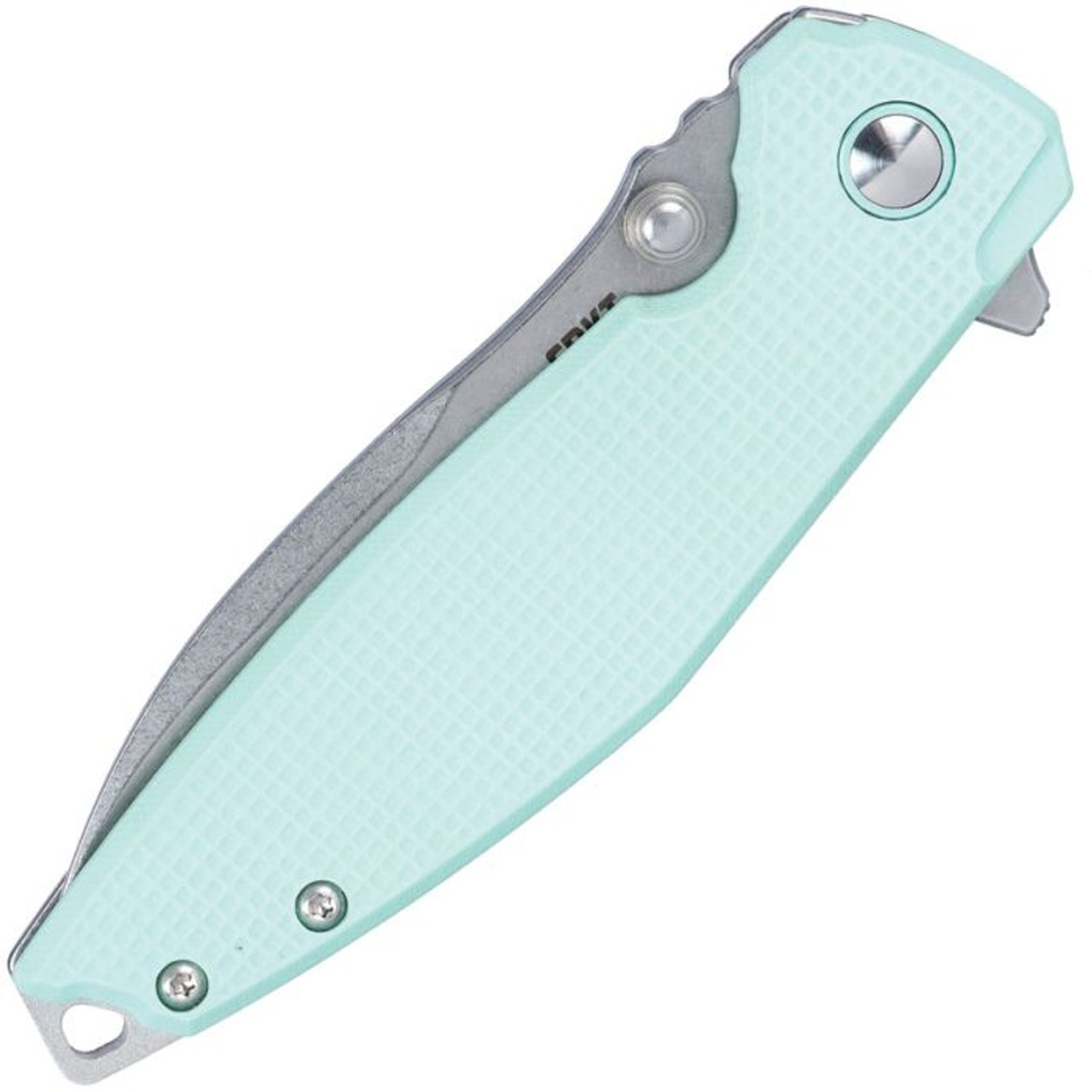 CRKT Ibis (CR2560) 3.09" 14C28N Stonewashed Drop Point Plain Blade, Tiffany Blue G-10 Handle with a Stonewashed Stainless Steel Back Handle