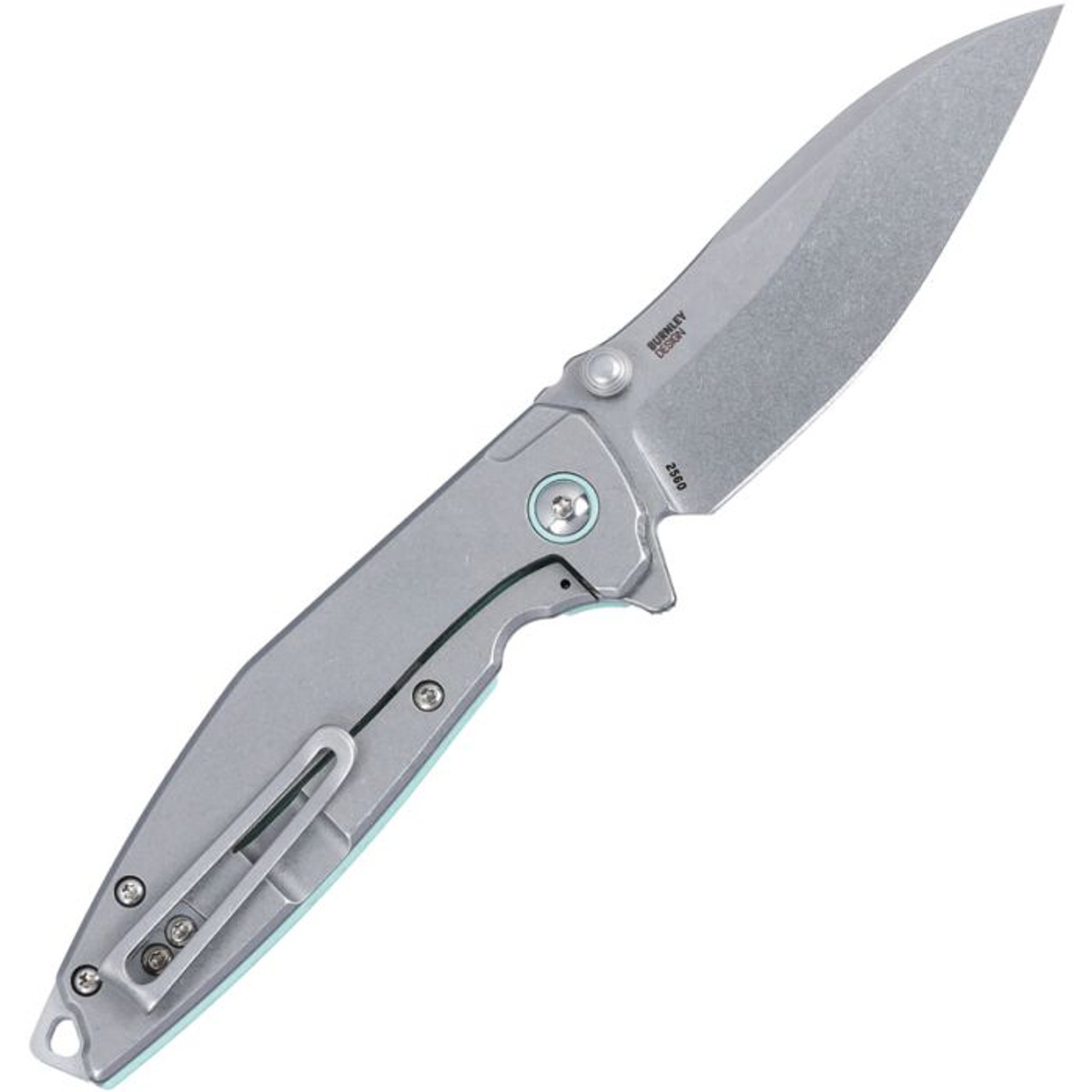 CRKT Ibis (CR2560) 3.09" 14C28N Stonewashed Drop Point Plain Blade, Tiffany Blue G-10 Handle with a Stonewashed Stainless Steel Back Handle