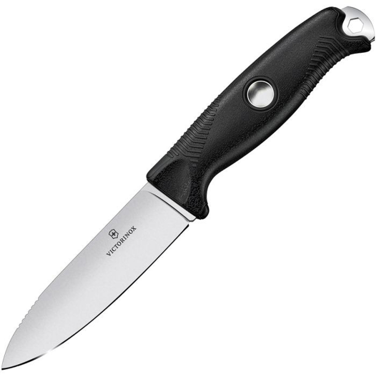 Victorinox Venture Pro (VN309033F) 4.25" Sandvik 14C28N Satin Drop Point Plain Blade, Black Polymer Handle, Black Thermoplastic Sheath