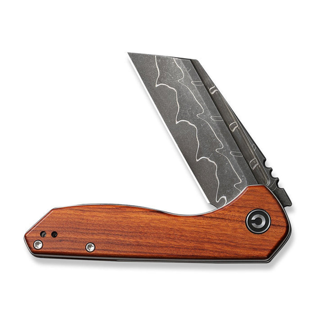 CIVIVI ExOne (C23036-DS1) 2.94" Damascus Reverse Tanto Plain Blade, Guibourtia Wood Handle