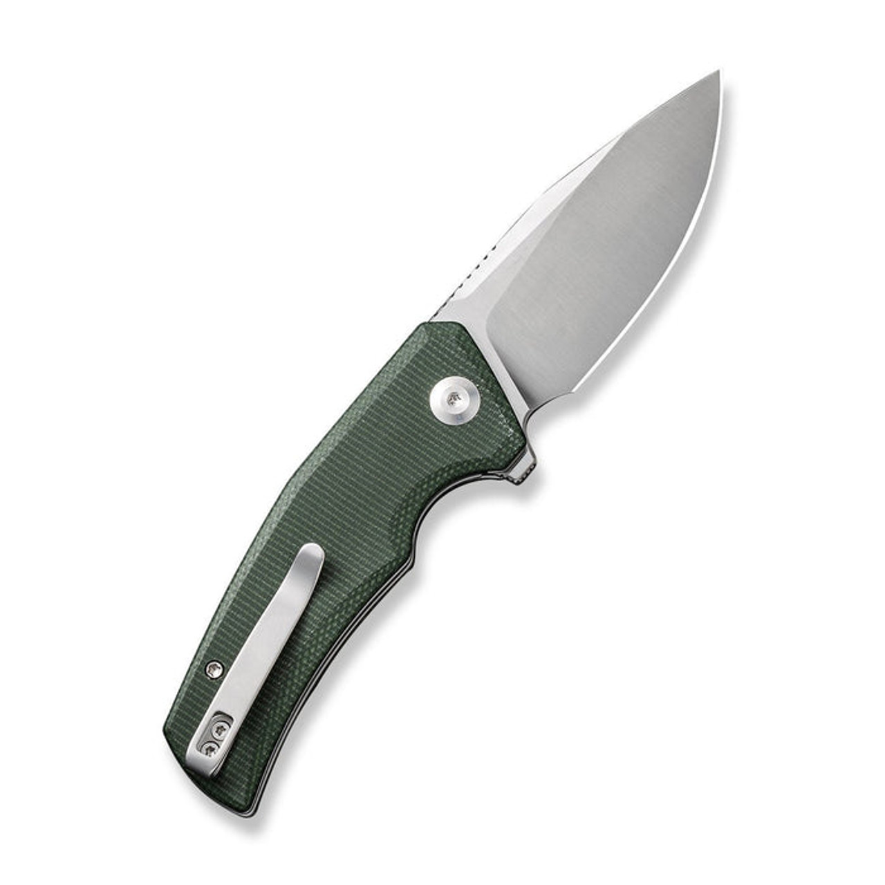 CIVIVI Regulatron (C23006-2) 2.98" Nitro-V Satin Drop Point Plain Blade, Green Canvas Micarta Handle