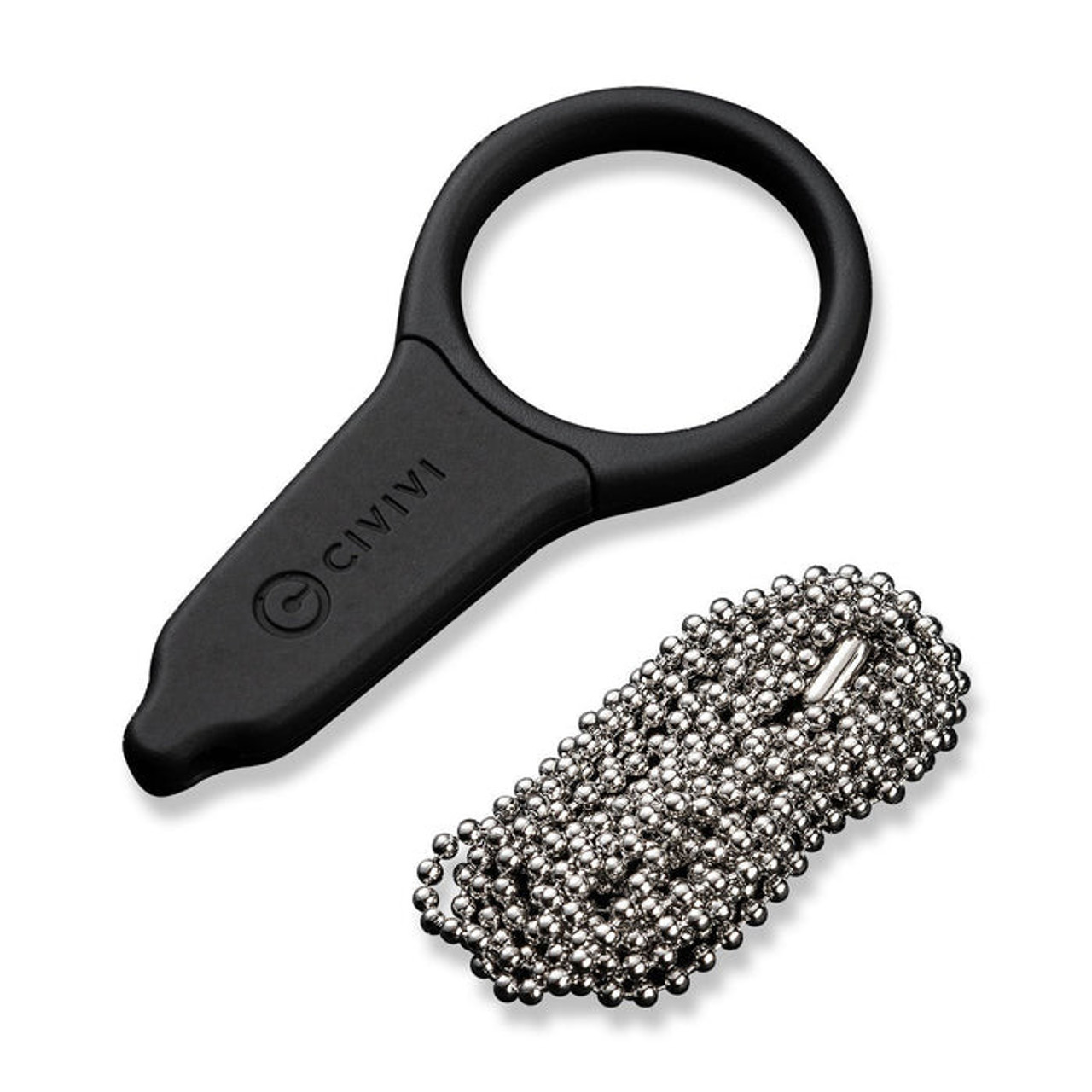 CIVIVI Quick Snip 1 PC (CIVC22022A1) 0.68" 6Cr13 Satin Tanto Plain Blade, Black ABS with Rubber Coated Handle, Black Polymer Neck Sheath