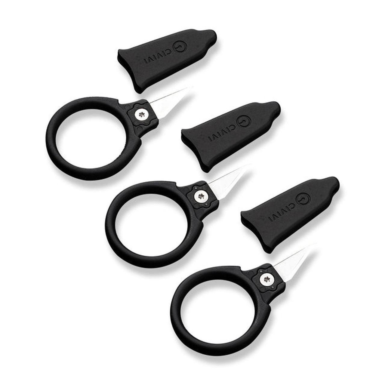 CIVIVI Quick Snip 3 PC (CIVC22022A2) 0.68" 6Cr13 Satin Tanto Plain Blade, Black ABS with Rubber Coated Handle, Black Polymer Neck Sheath