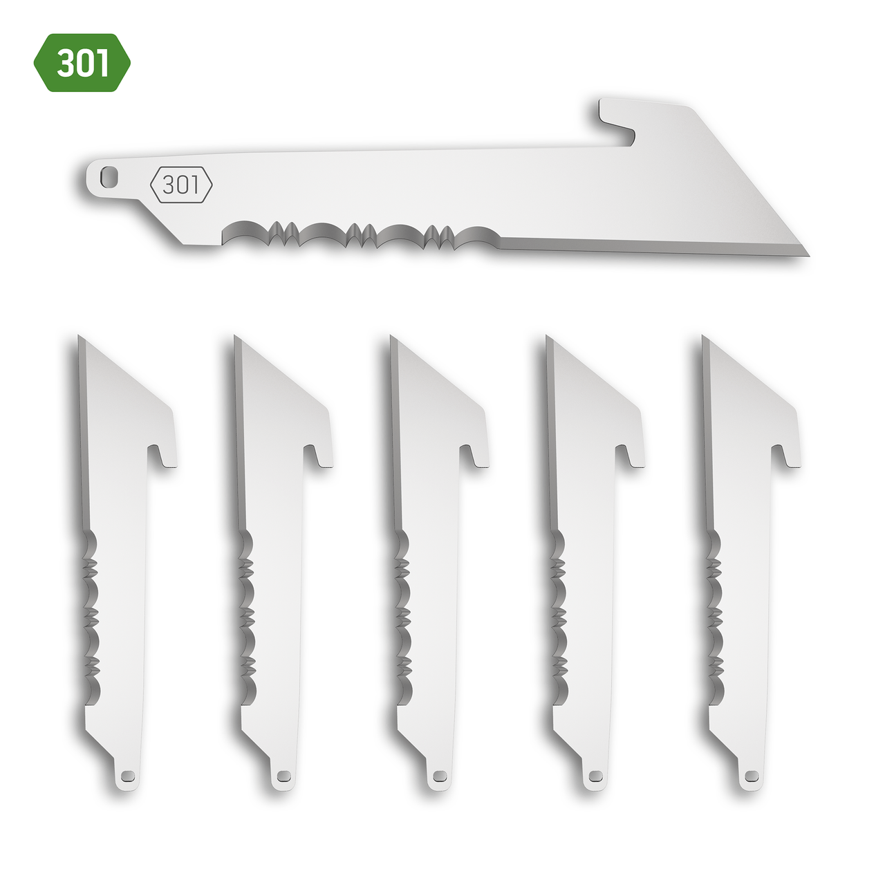 Outdoor Edge Replacement Blades (6 PK) 3.0" 420J2 Japanese Stainless Steel Satin Partially Serrated Replacement Blades -301