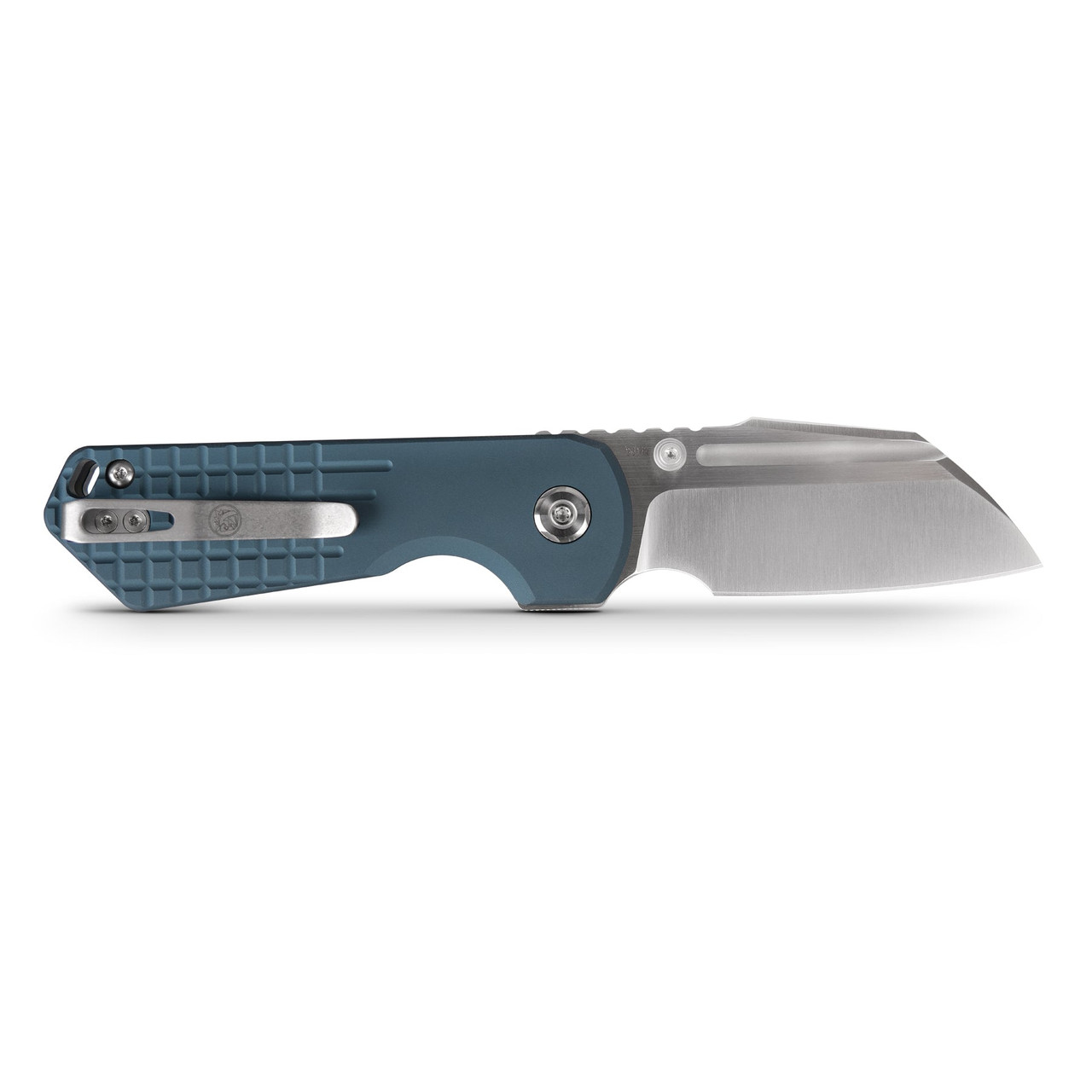 Vosteed Hedgehog (VOSA1306) 2.99" CPM-S35VN Satin and Brushed Modified Sheepsfoot Plain Blade, Blue Aluminum Handle